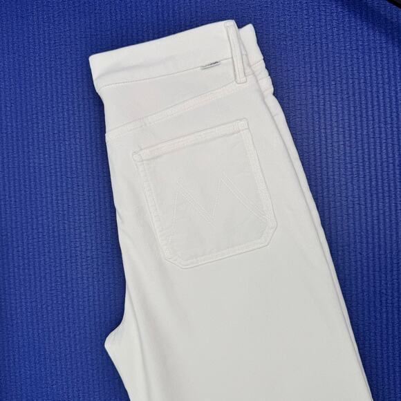 MOTHER The Patch Pocket Roller Skimp Corduroy Flare Jeans Sz 29 Chalk Ivory $248 - Picture 15 of 16